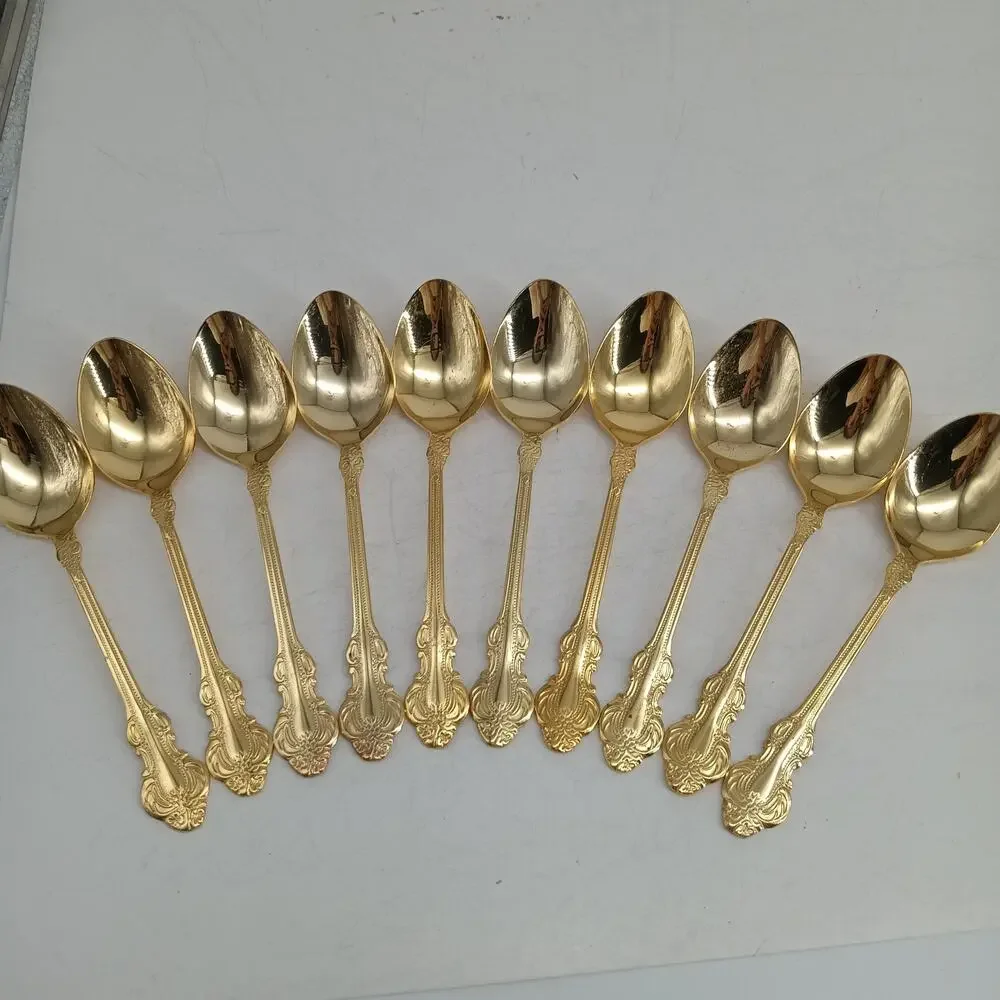10X Tbsp Cambridge Gold Royal Fashion Table Spoons Flatware